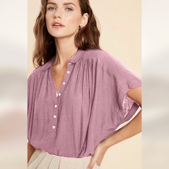 Vici | NWOT Mauve Chance Collared Woven Top in M/L - Picture 6 of 6